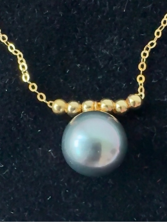 Jewelry - Solid 18k Necklace (18”) and High Lustre Peacock Tahitian  Pearl (9mm)
